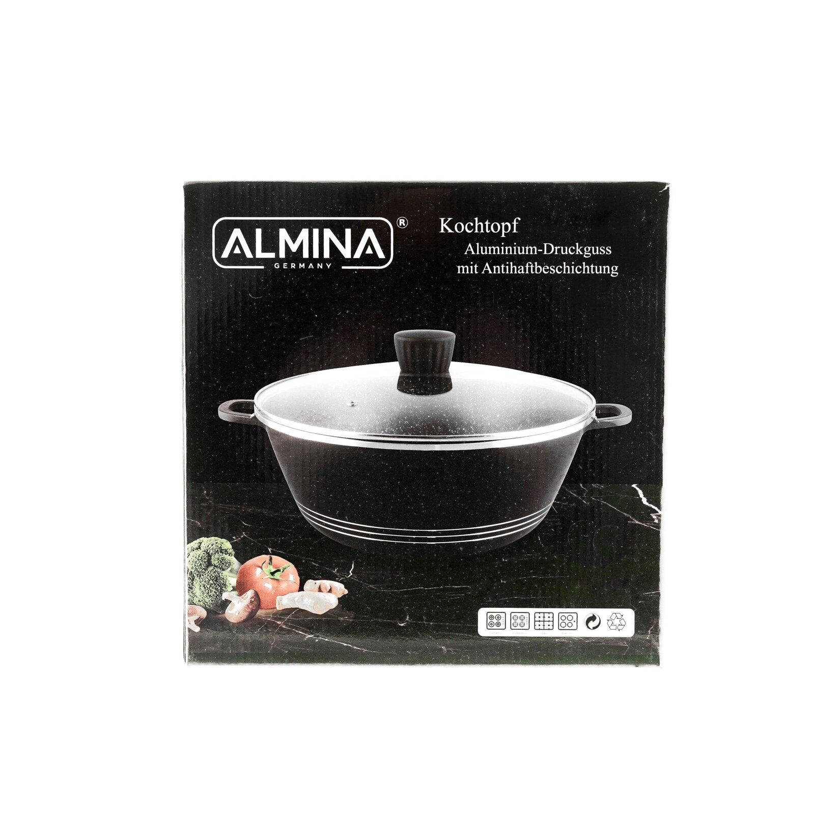 Kochtöpfe Schwarz mit Glasdeckel Antihaft | 04255698270396