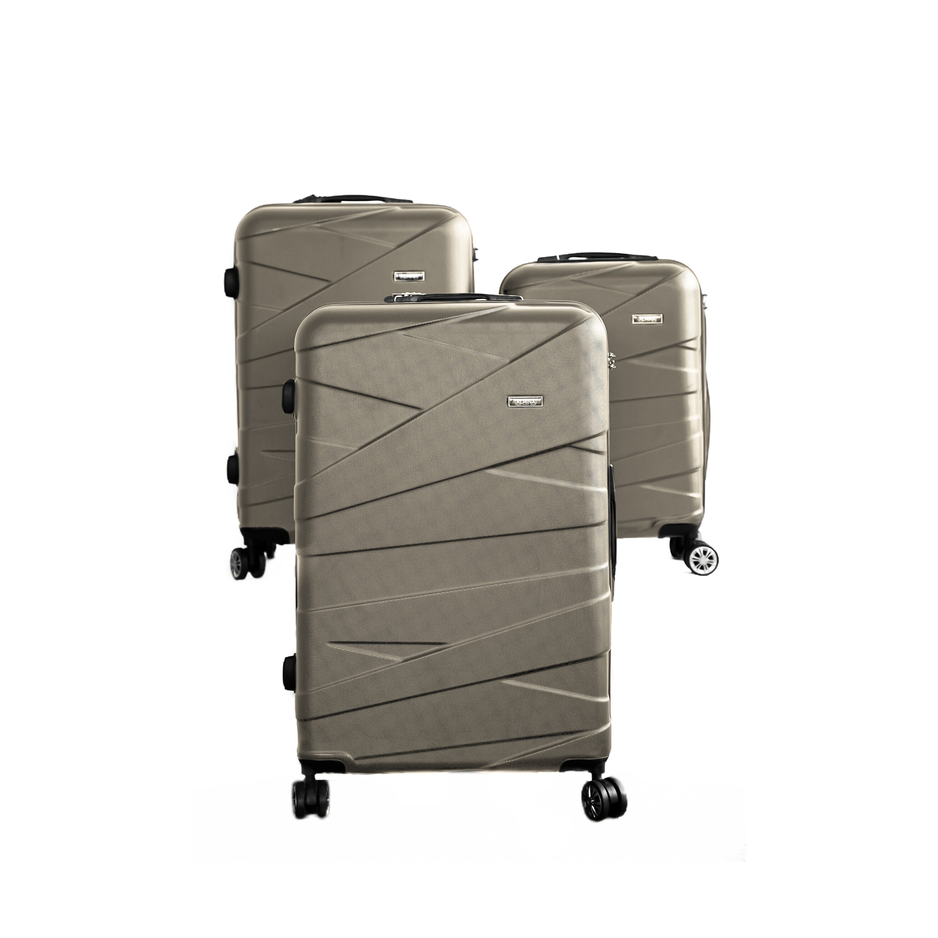 3 Tlg. Koffer-Set mit 4 R&auml;dern Hartschale 360&deg; drehbar in Braun - Bild 1