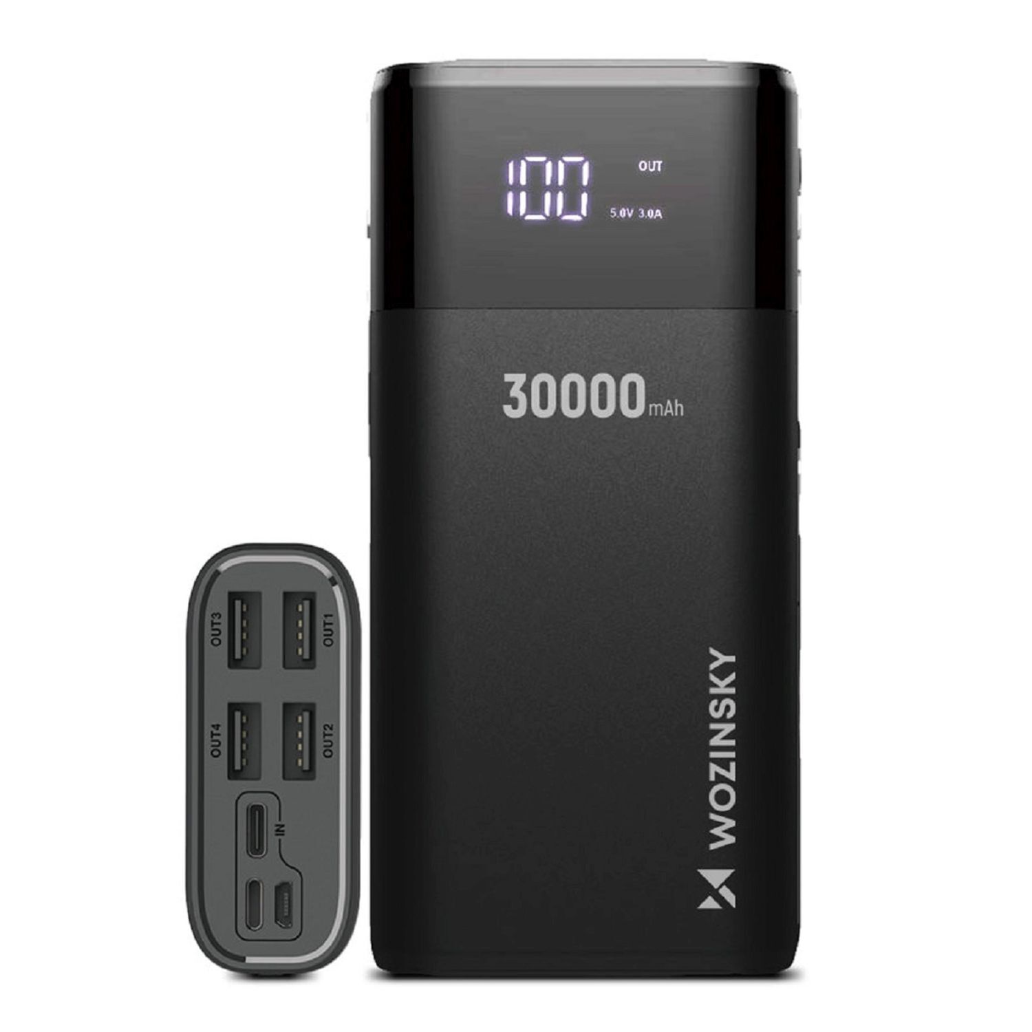Powerbank 30000mAh 4 x USB mit LCD-Display Schwarz - Bild 1