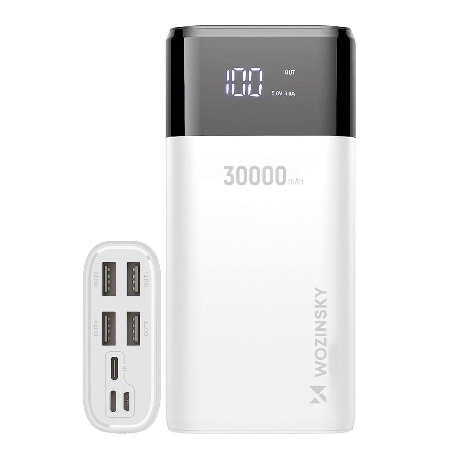 Powerbank 30000mAh 4 x USB mit LCD-Display Wei&szlig; - Bild 1
