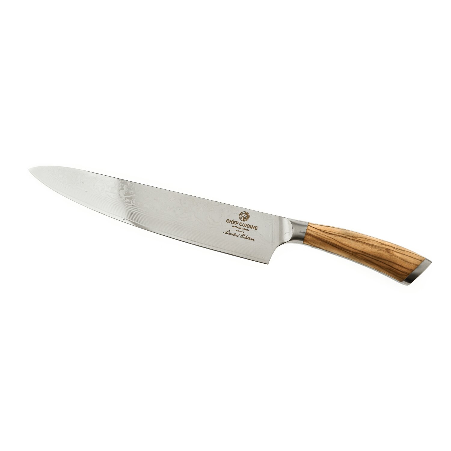 Chef Cuisine Damast Chef-Messer 25,4 cm f&uuml;r Fleisch, Fisch und Gem&uuml;se aus Edelstahl und Olivenholz - Bild 1