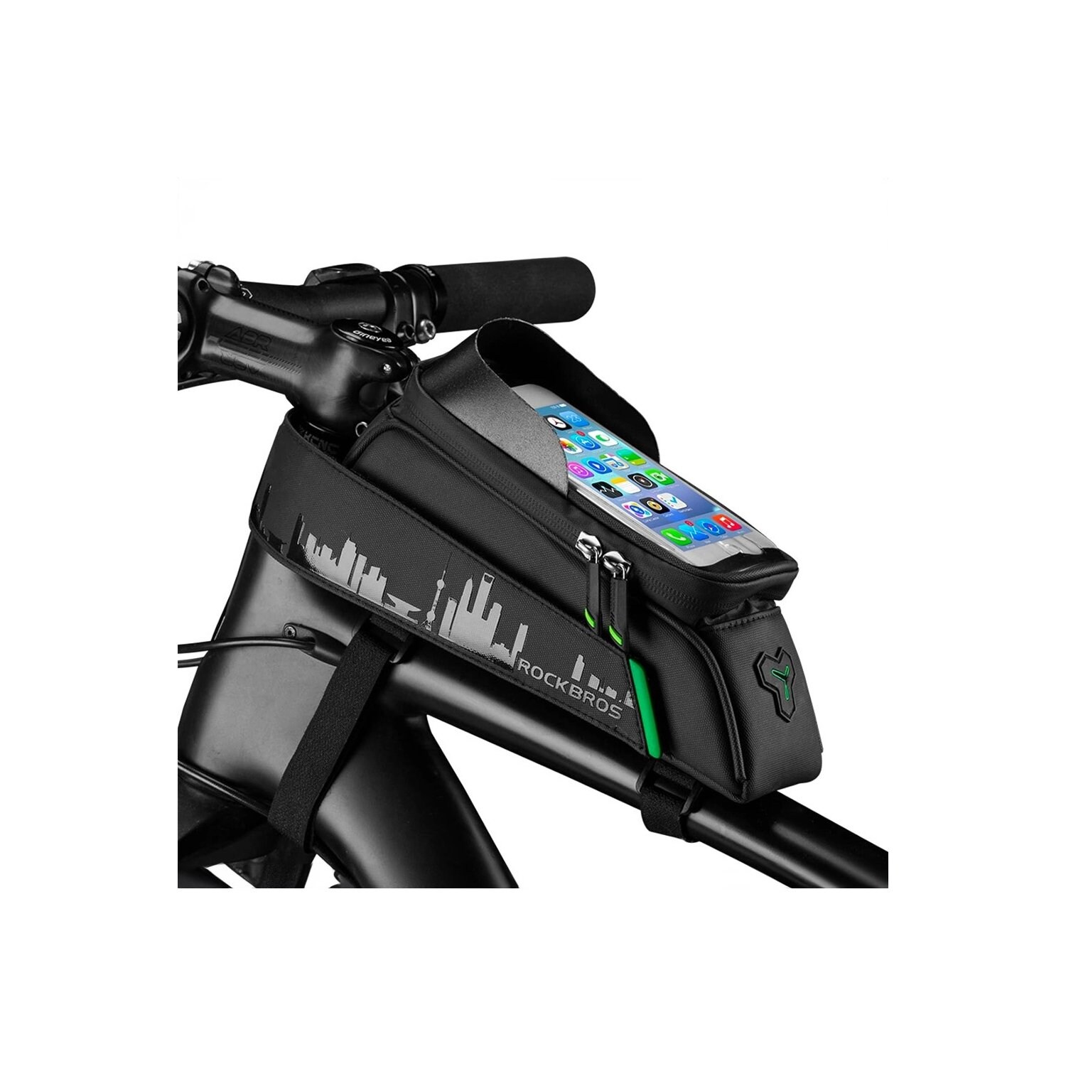 Fahrradtasche für Rahmen mit Telefonabdeckung – Schwarz – 029-1BK | 07016802869632