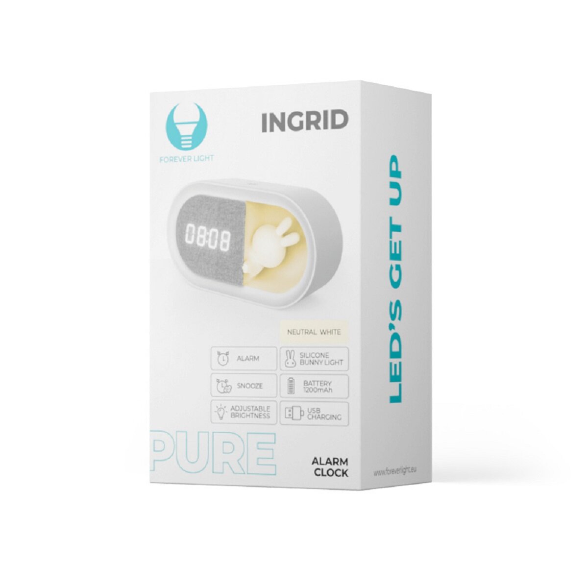 Light Hasenfigur Wecker mit LED Nachtlicht Perfekt f&uuml;r Kinder - Bild 1