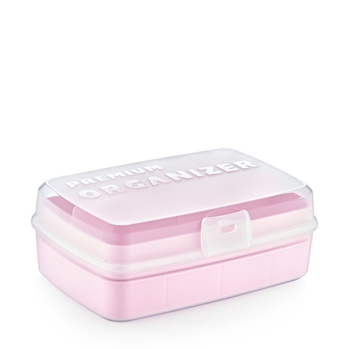 Lunchbox mit 2 Einsatzf&auml;chern - Aufbewahrungsbox mit Deckel, 2 L Rosa - Bild 1