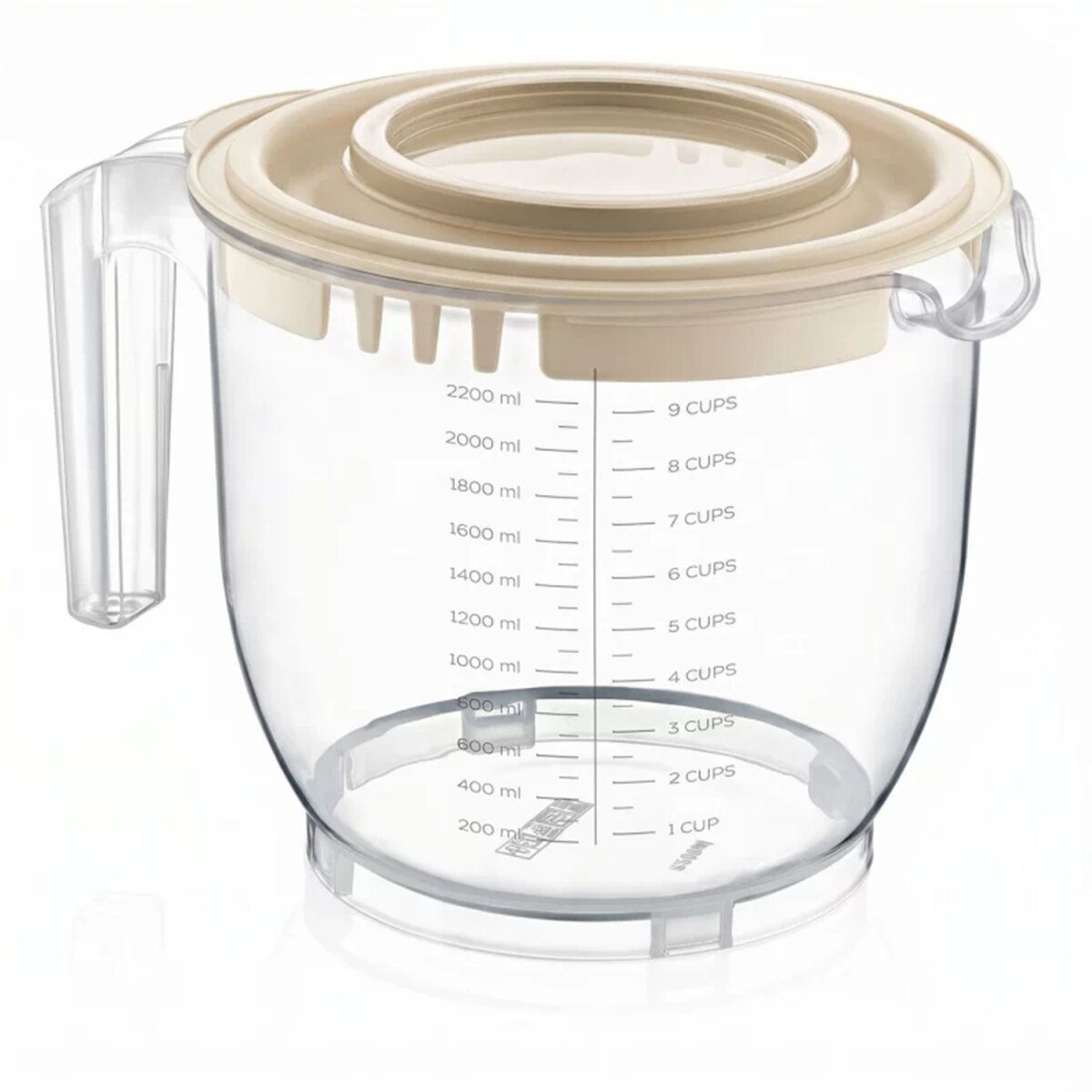 2-in-1 Messbecher & R&uuml;hrsch&uuml;ssel mit Deckel 2200 ml, f&uuml;r Backen - Bild 1