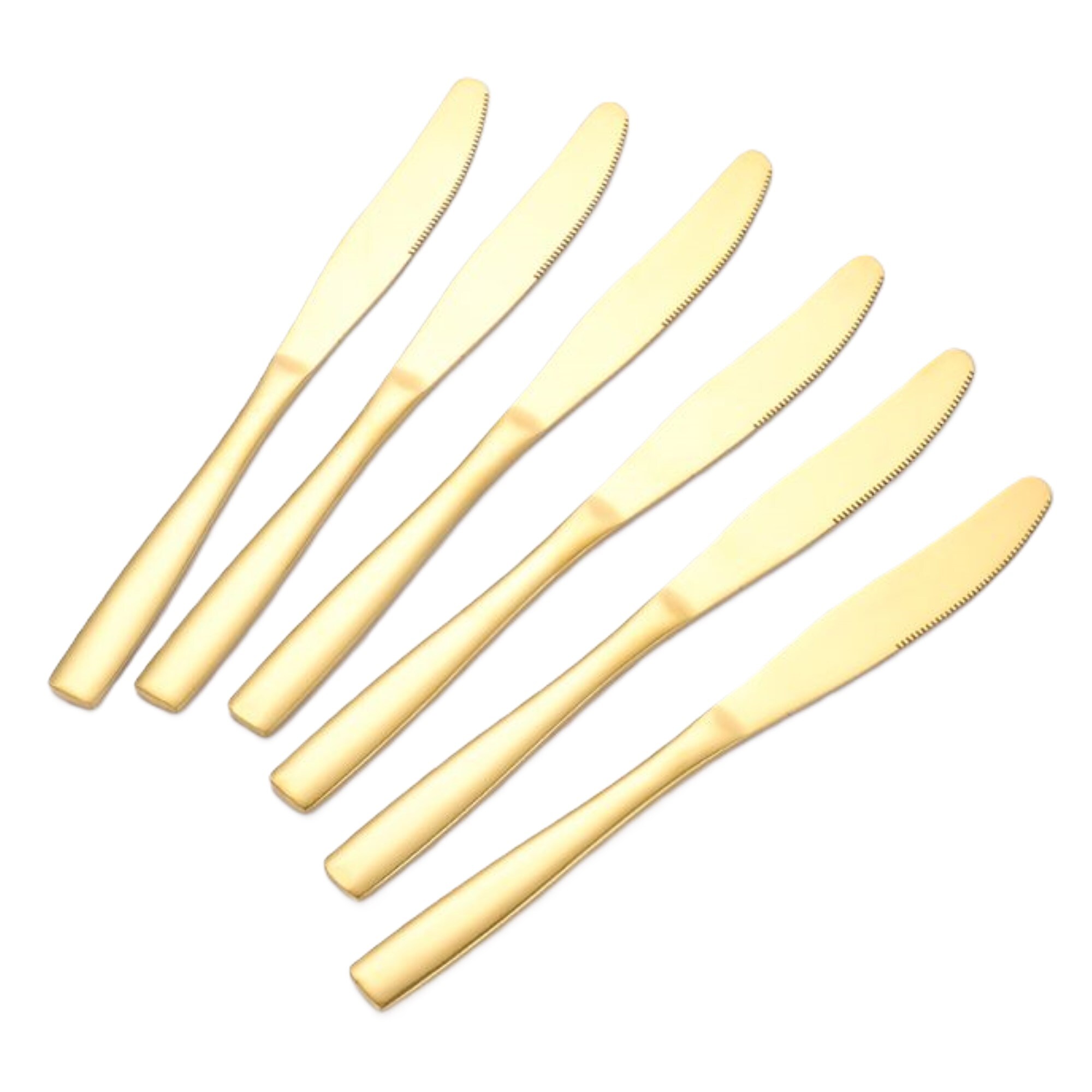 6er Set goldene Tafelmesser aus hochwertigem Edelstahl - Bild 1