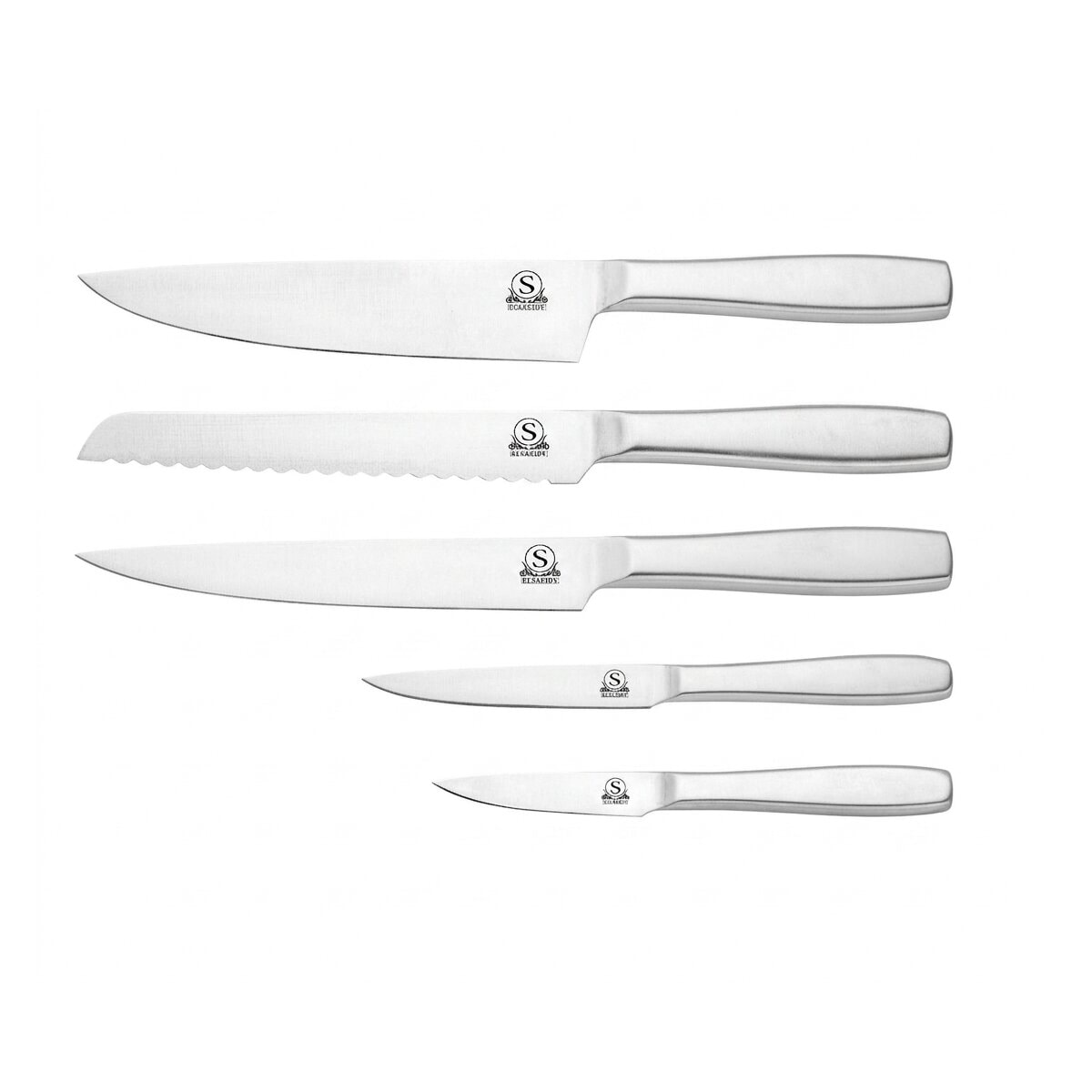 6-teiliges Messer-Set mit ergonomischen Griffen & magnetischem Messerblock - Silber - Bild 1
