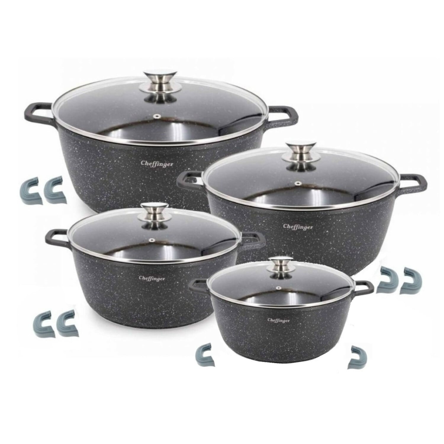 8 tlg Kochtopf Set Topf Induktion Anti Haft 20-24-28-32cm - Bild 1
