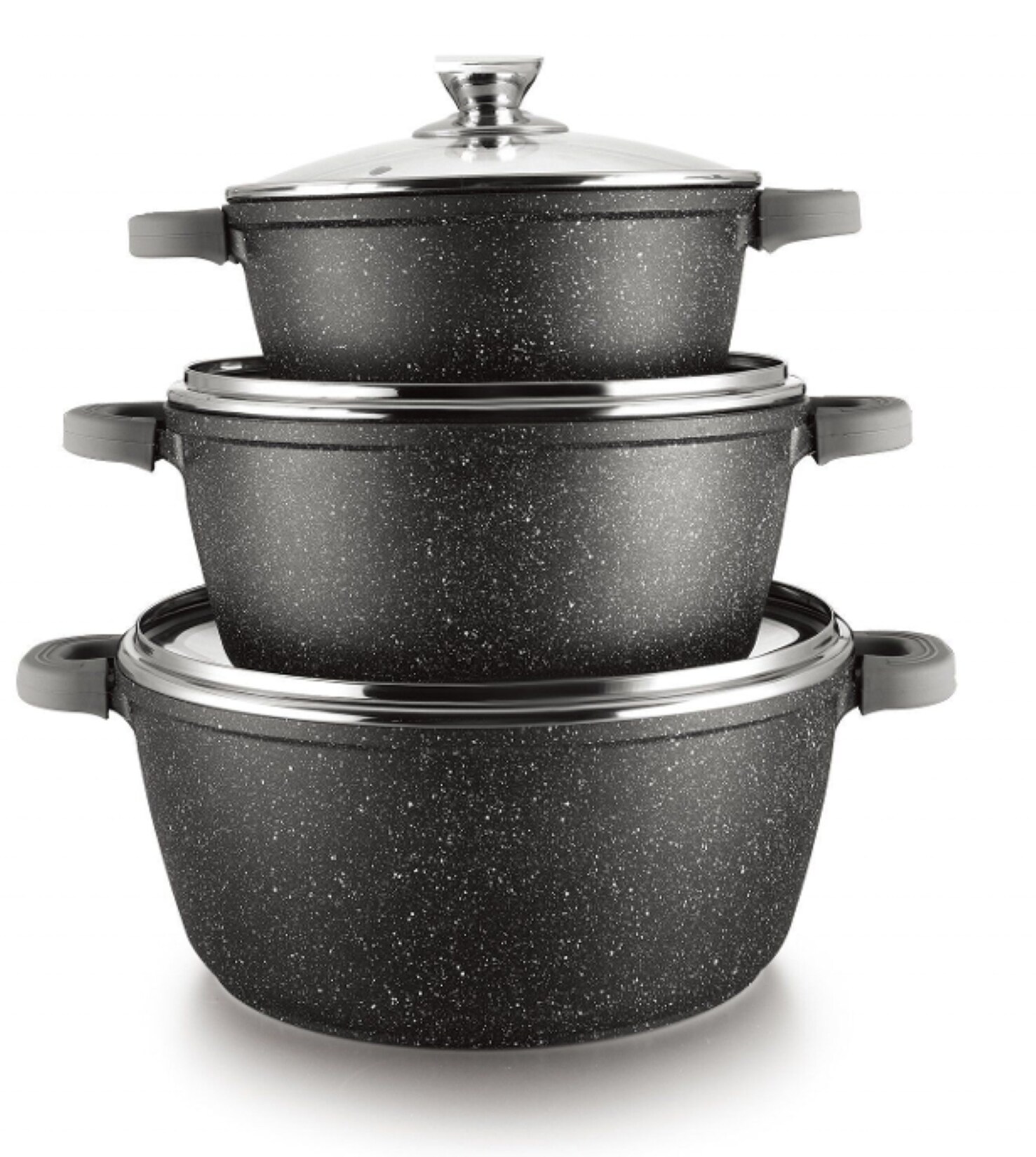 6-tlg Kochtopfset mit Deckel ø36cm/ø40cm/ø44cm