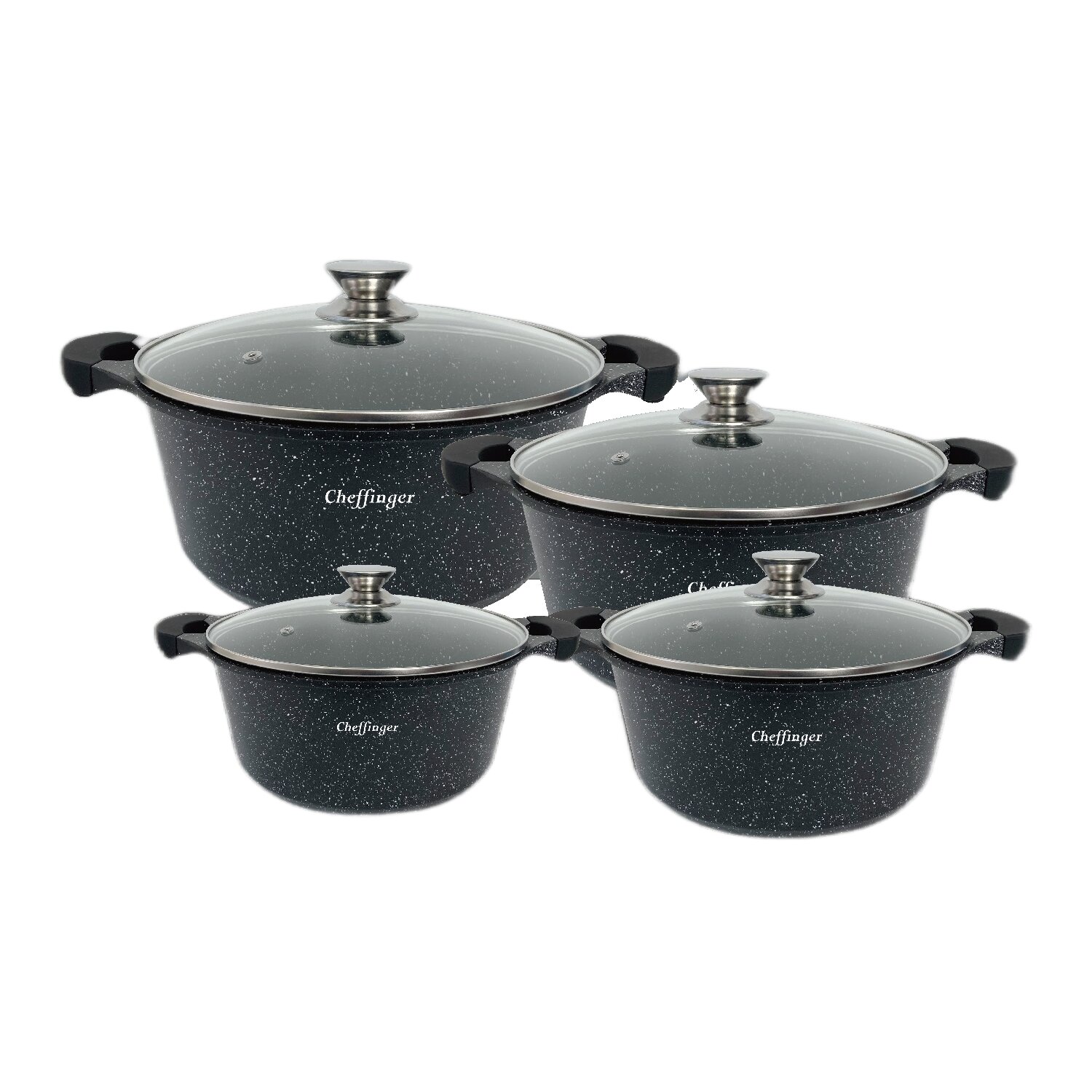 8 tlg Kochtopf Set Topf Induktion Alu Guss marmor 20-24-28-32cm - Bild 1