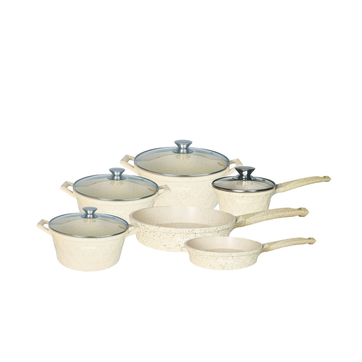 12-tlg. Kochtopf-Set mit Marmorbeschichtung &ndash; F&uuml;r alle Herdarten - Bild 1