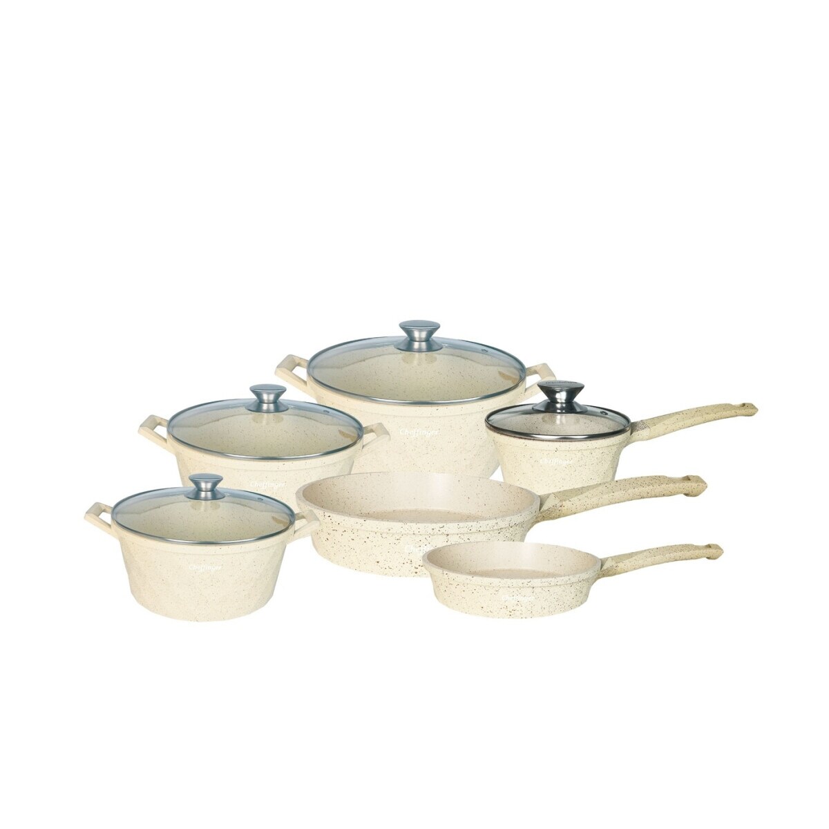 12-tlg. Kochtopf-Set mit Marmorbeschichtung – Für alle Herdarten | 04255829567968