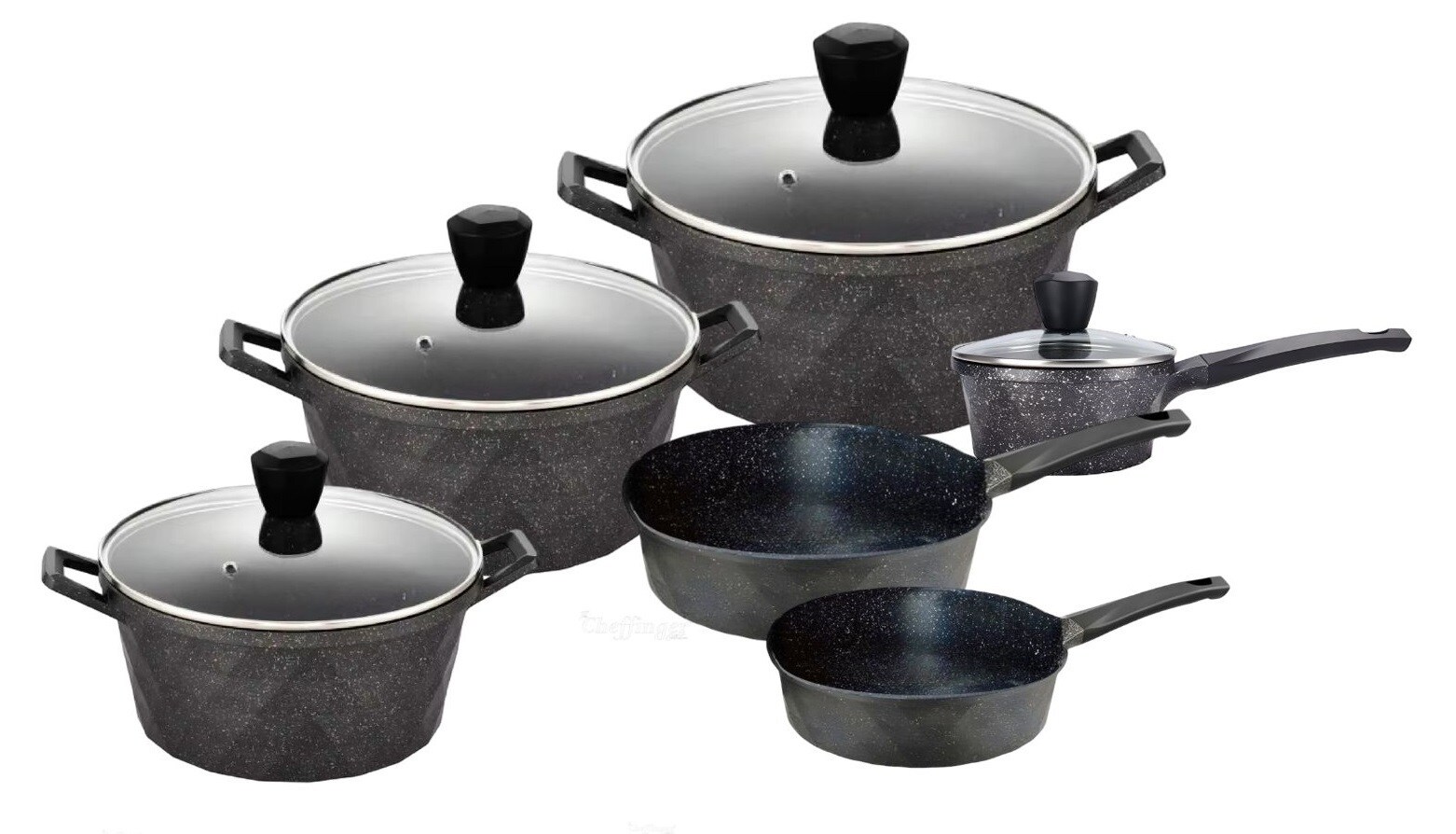 12-Teilig Kochtopf Set Grau - Bild 1