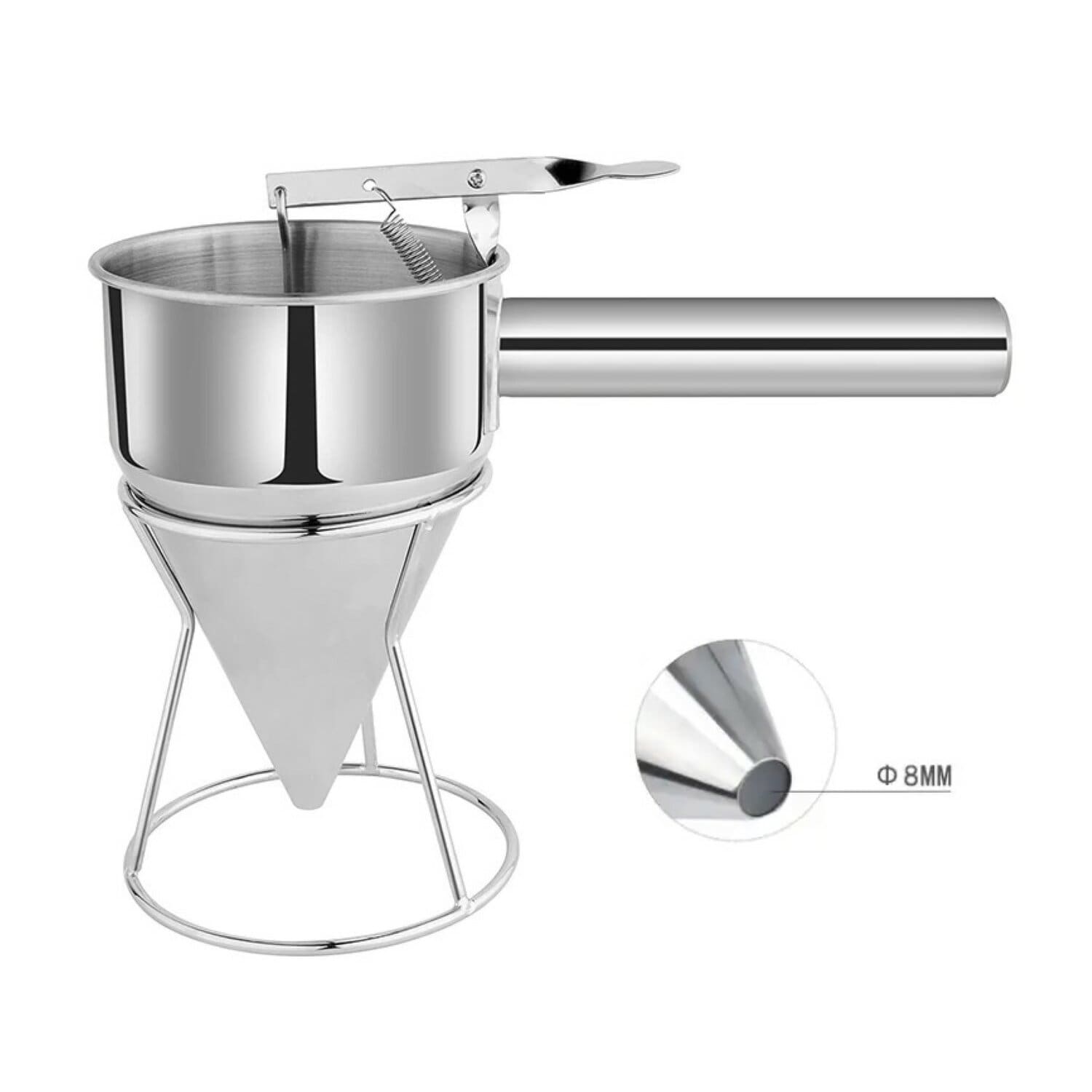 Teigspender mit St&auml;nder aus Edelstahl Teigportionierer F&uuml;lltrichter - Bild 1