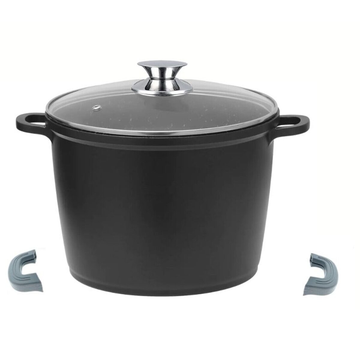 Tiefer Kochtopf mit Glasdeckel & Silikongriffe, ø32 cm -  -