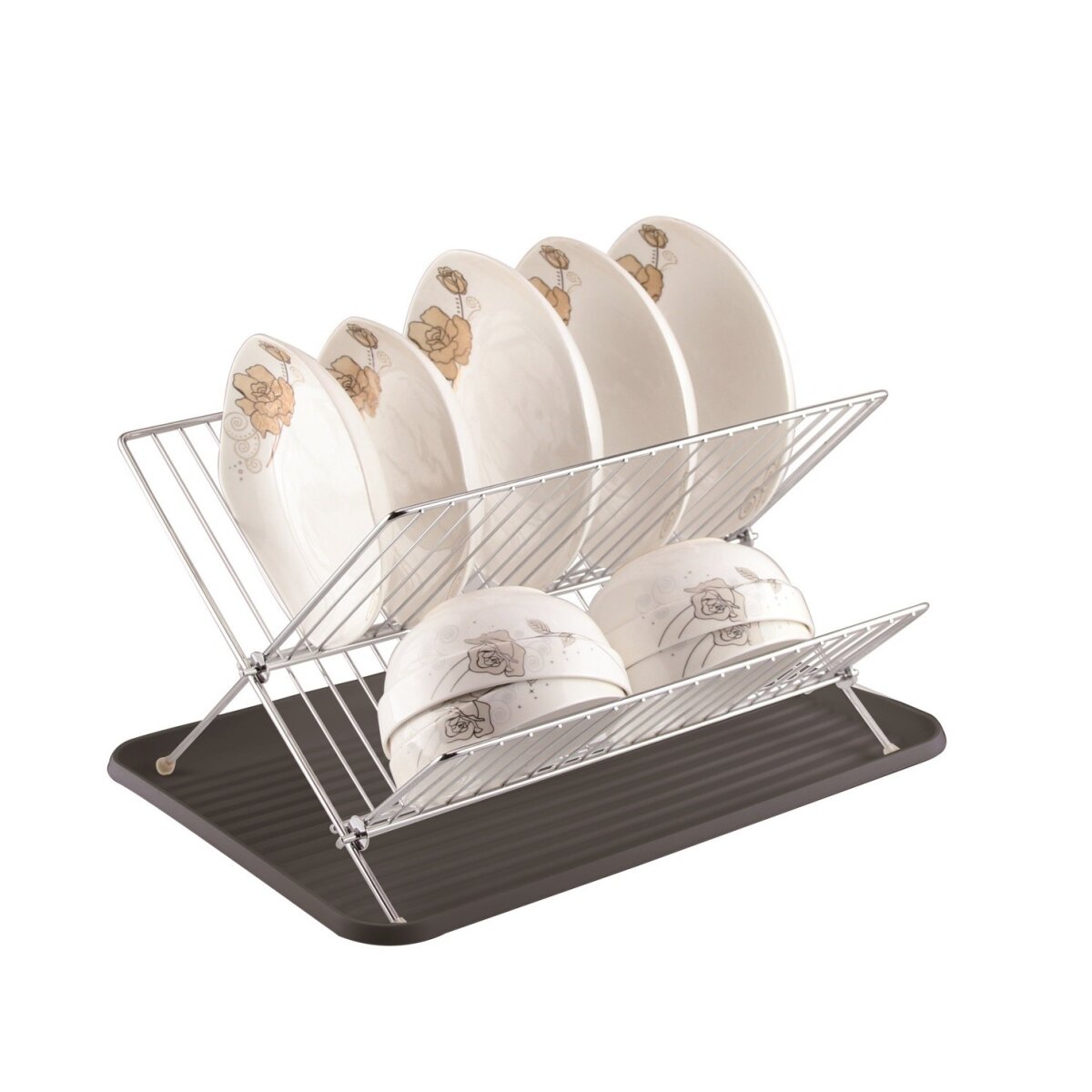 Abtropfgestell mit Tropfschale - Geschirrst&auml;nder 2 Ebenen, klappbar & - Bild 1