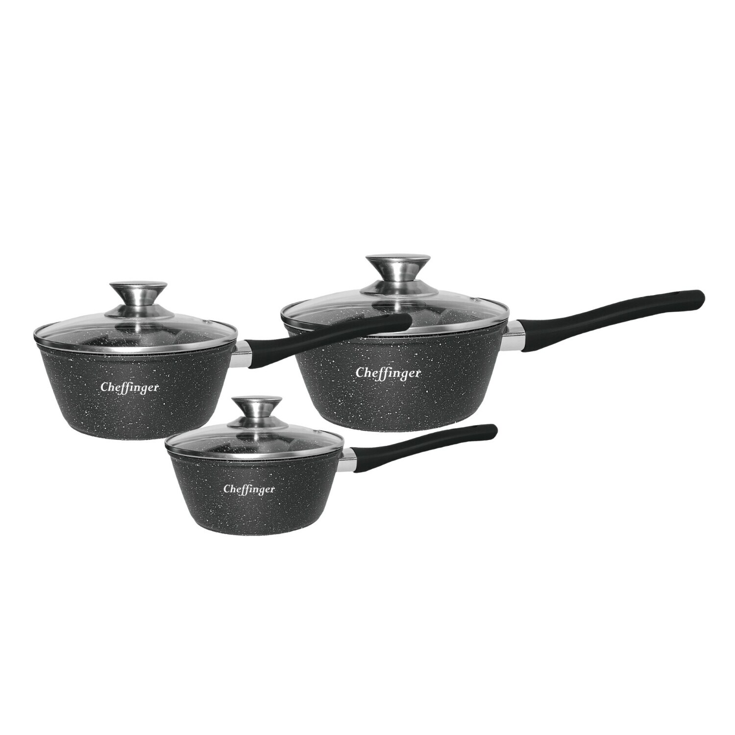 Stielkasserolle Set 6 tlg &Oslash;16-18-20cm Saucenpfanne Pfanne - Bild 1