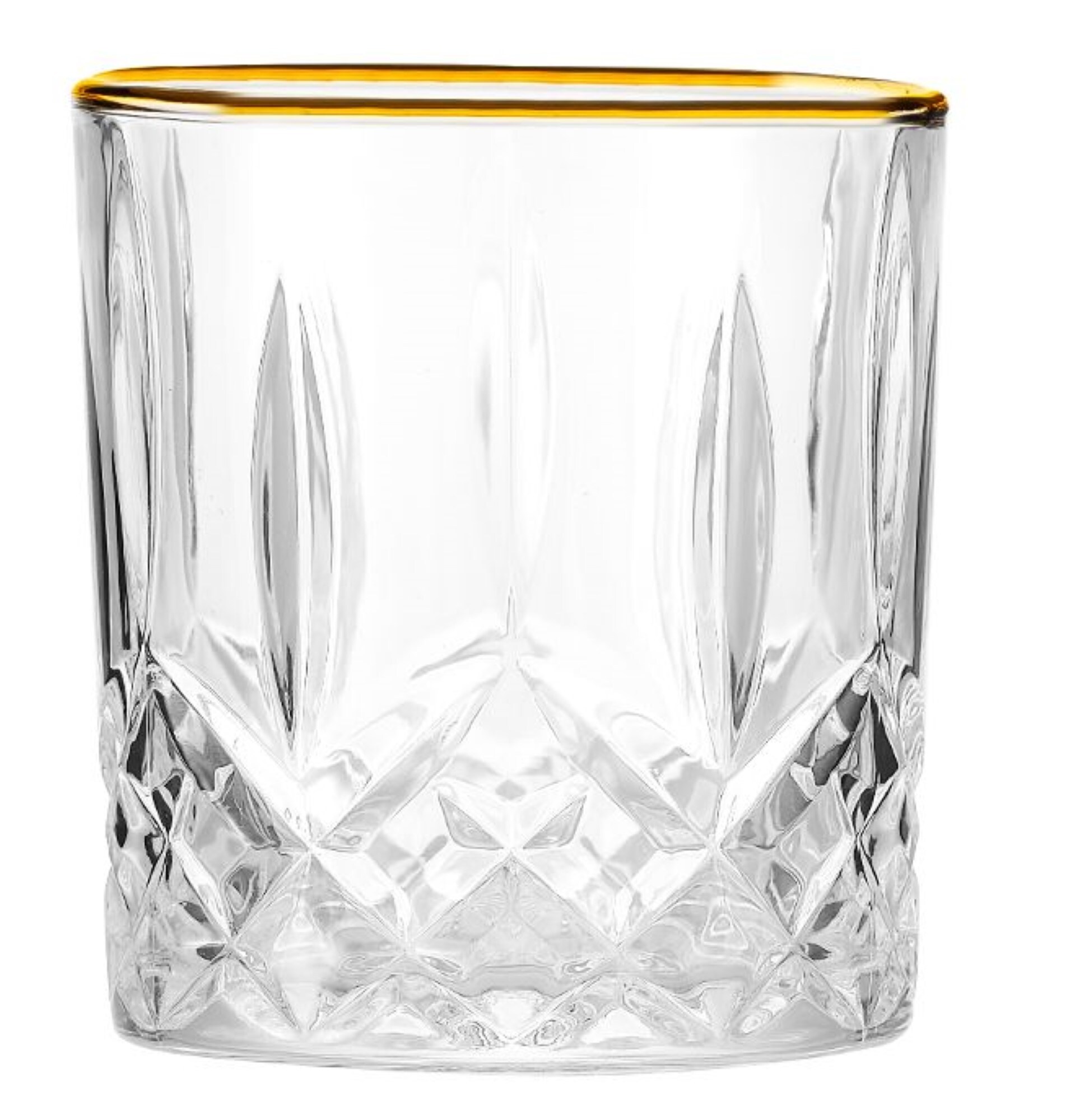 6 tlg. Gl&auml;ser-Set 340ml Vintage-Retro Design mit Goldumrandung - Bild 1