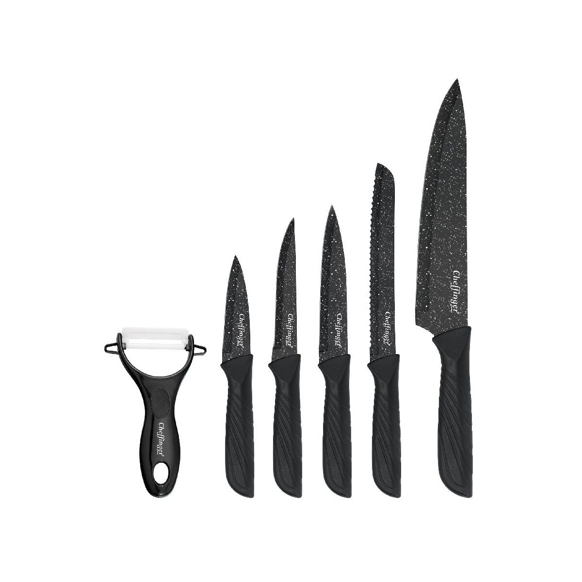 6-teiliges Messer-Set mit Sch&auml;ler in Schwarz - kompakt, scharf & stilv - Bild 1