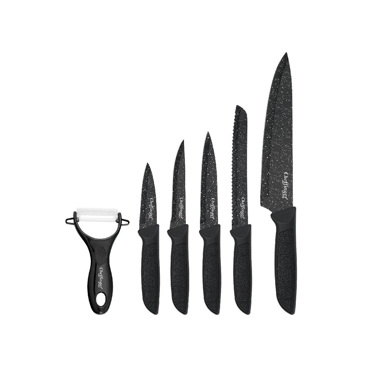 6-teiliges Messer-Set mit Sch&auml;ler in Schwarz - vielseitig & ergonomisch - Bild 1