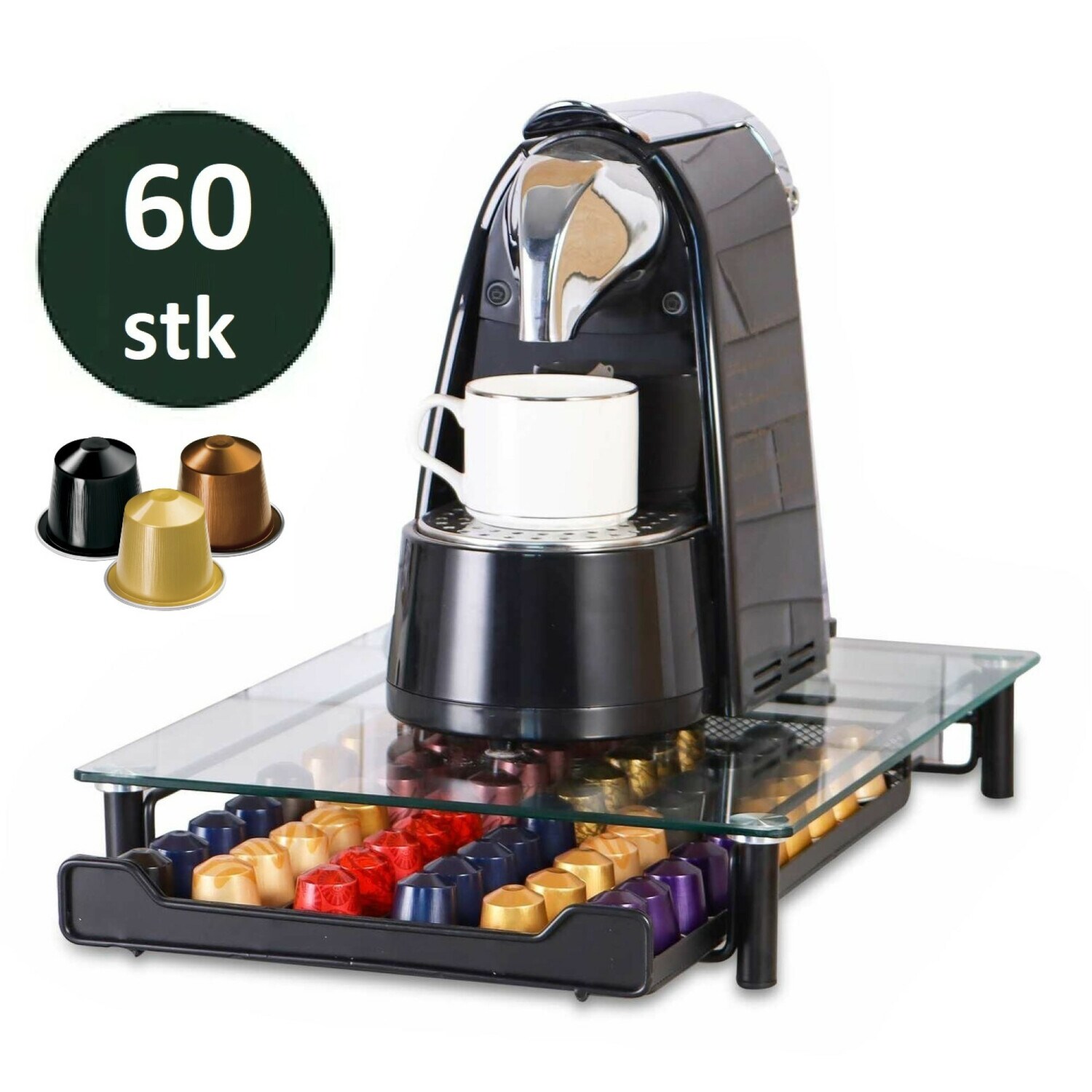 Kaffeekapsel Schublade f&uuml;r 60 Kapseln kompatibel mit Nespresso - Bild 1