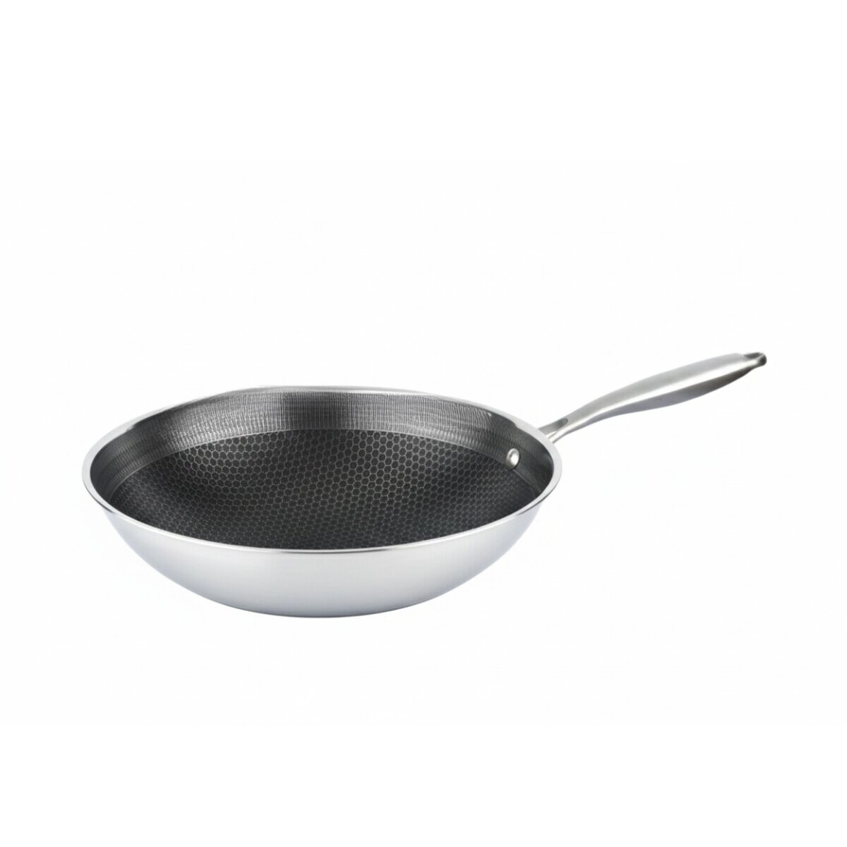 Wokpfanne ø28 cm mit Antihaftbeschichtung - Edelstahlpfanne, Induktionsgeeignet