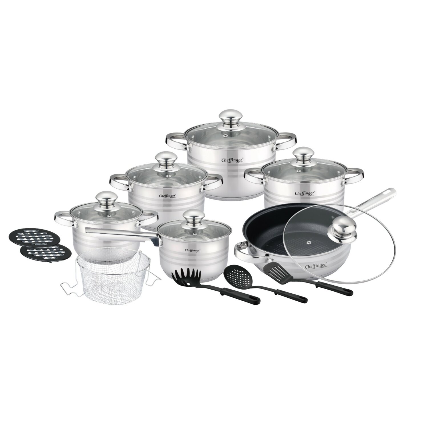 18 tlg Edelstahl Kochgeschirr Induktion Kochtopf Topf Set - Bild 1