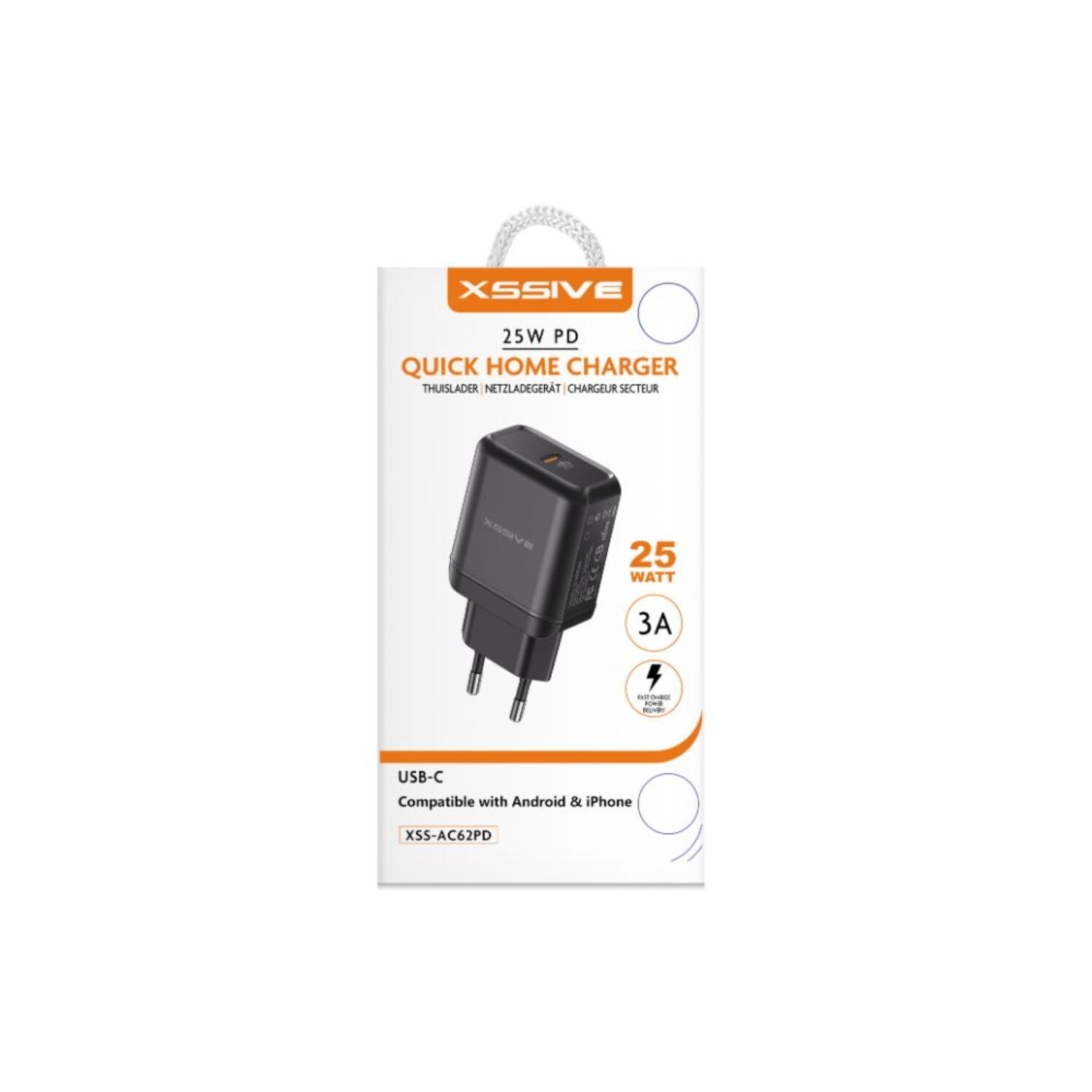 25W PD Fast Charge Typ-C Schnell-Ladegerät Netzladegerät | 04252021394262