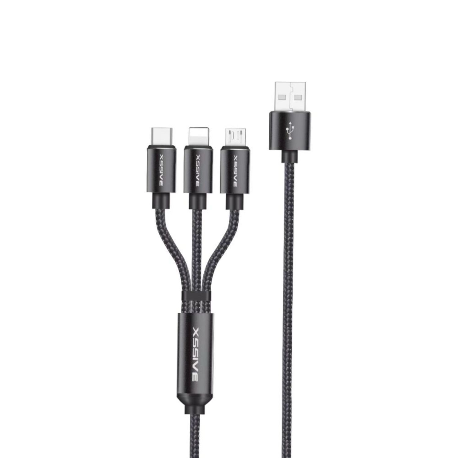 3in1 Charge USB Kabel 1.2 Meter 2.4A Schnell-Ladekabel - Bild 1