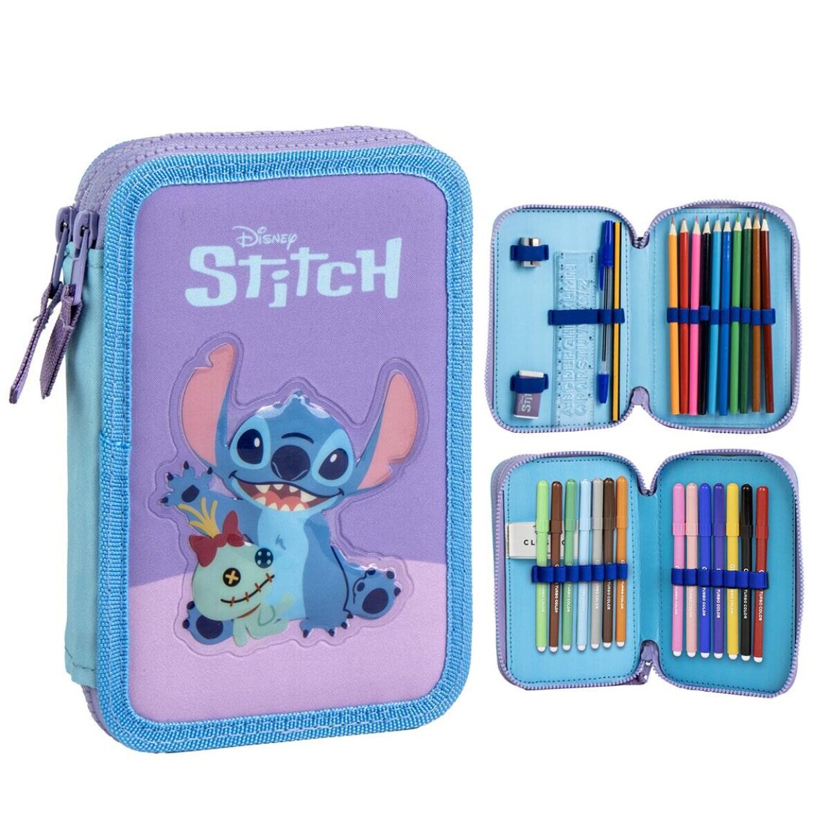 Disney Stitch Federmappe gefüllt - Schuletui & Stiftebox mit