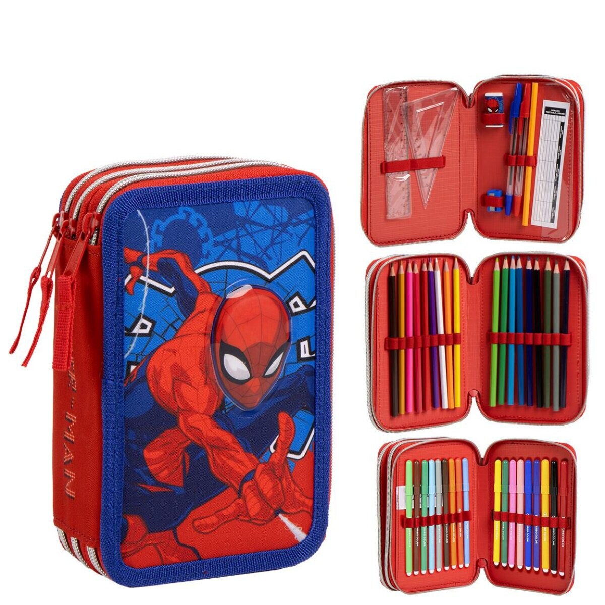 Spiderman Federmappe gefüllt - Schuletui & Stiftebox mit Zubehör