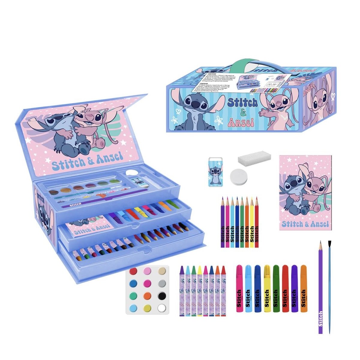 Disney Stitch Mal- und Zeichenkoffer &ndash; Kreativset f&uuml;r Kinder mit Zubeh - Bild 1