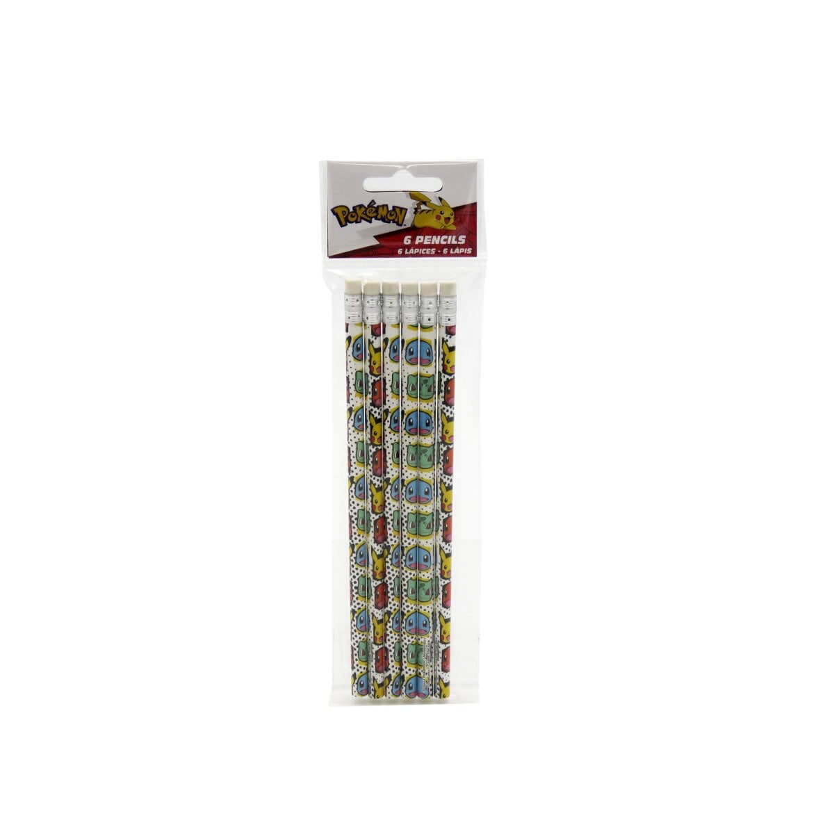 Pok&eacute;mon Bleistift Set 6 teilig mit Radiergummi Schulbedarf - Bild 1