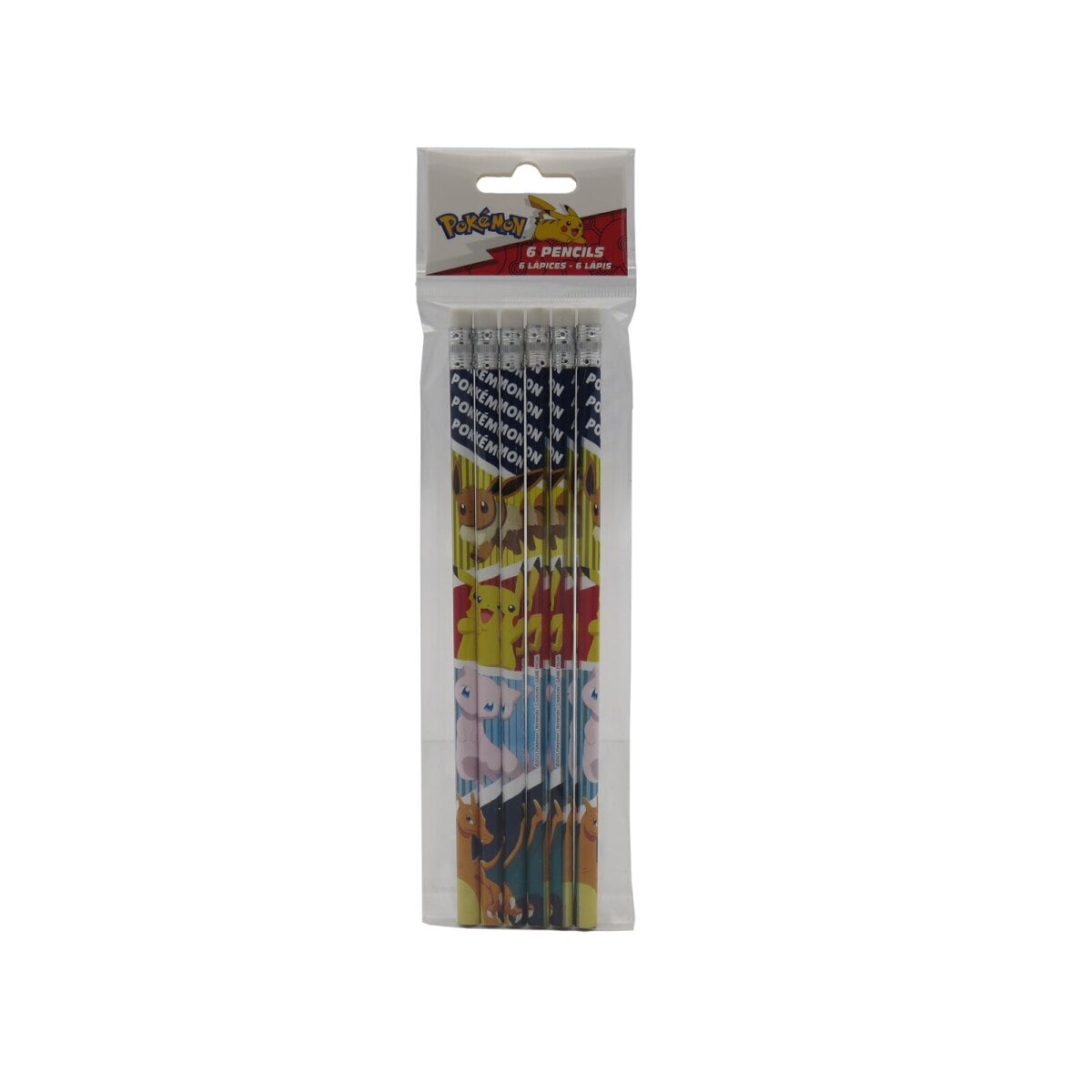 Pok&eacute;mon Bleistift Set 6 teilig mit Radiergummi Schulbedarf - Bild 1