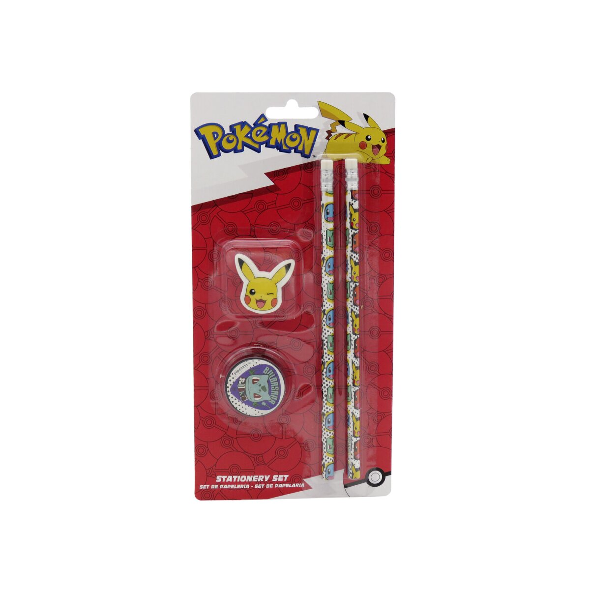 Pok&eacute;mon Schreibset 4 teilig mit 2 Bleistiften Radiergummi und Spitzer - Bild 1