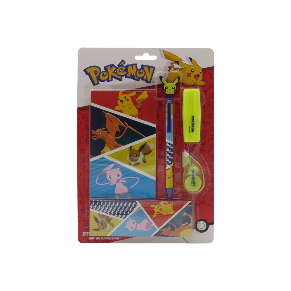 Pok&eacute;mon Schreibwarenset mit Notizblock 5 teilig Schulset - Bild 1