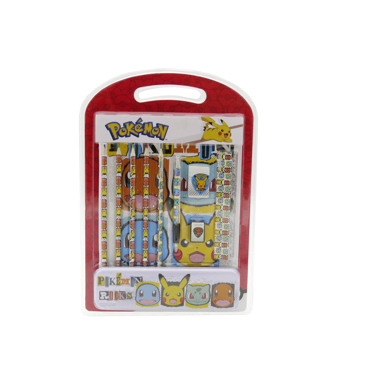 Pok&eacute;mon Schreibwarenset mit Metall Federm&auml;ppchen 60 Blatt Zeichenblock - Bild 1