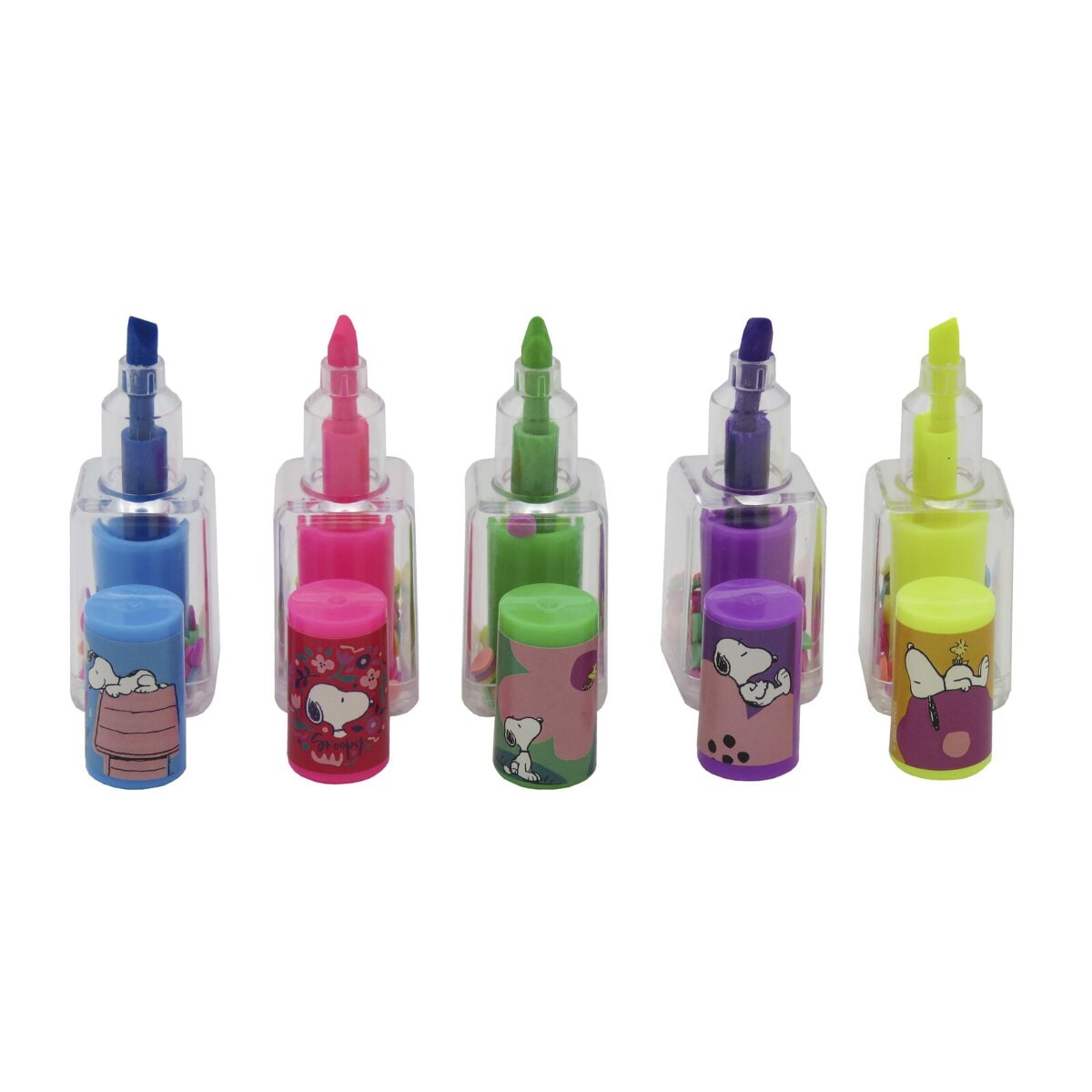 Snoopy Marker Set 5 Farben Textmarker Filzstifte Schreibwaren im Zip - Bild 1