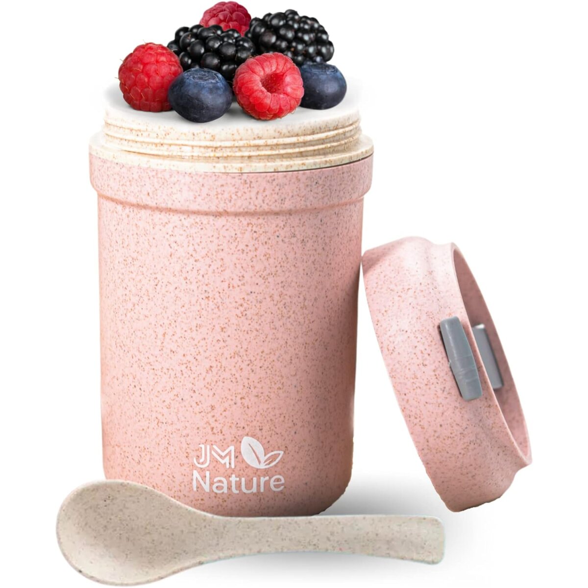 To Go M&uuml;slibecher 2 St&uuml;ck Praktische Joghurtbecher mit Deckel & L&ouml;ffel - Bild 1