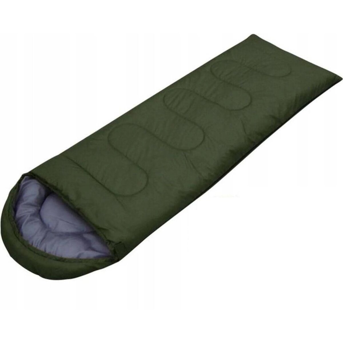 Schlafsack 210 x 75 cm dunkelgr&uuml;n mit Kapuze 30 cm Polyester inkl. Transportbeutel - Bild 1