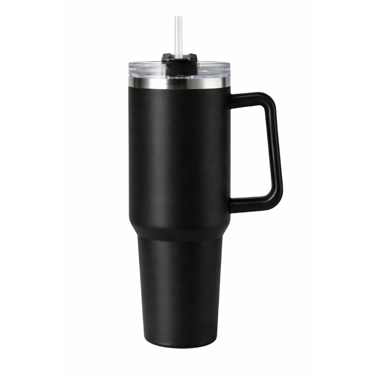 Tumbler Thermobecher 1200 ml mit Griff und Strohhalm Schwarz - Bild 1