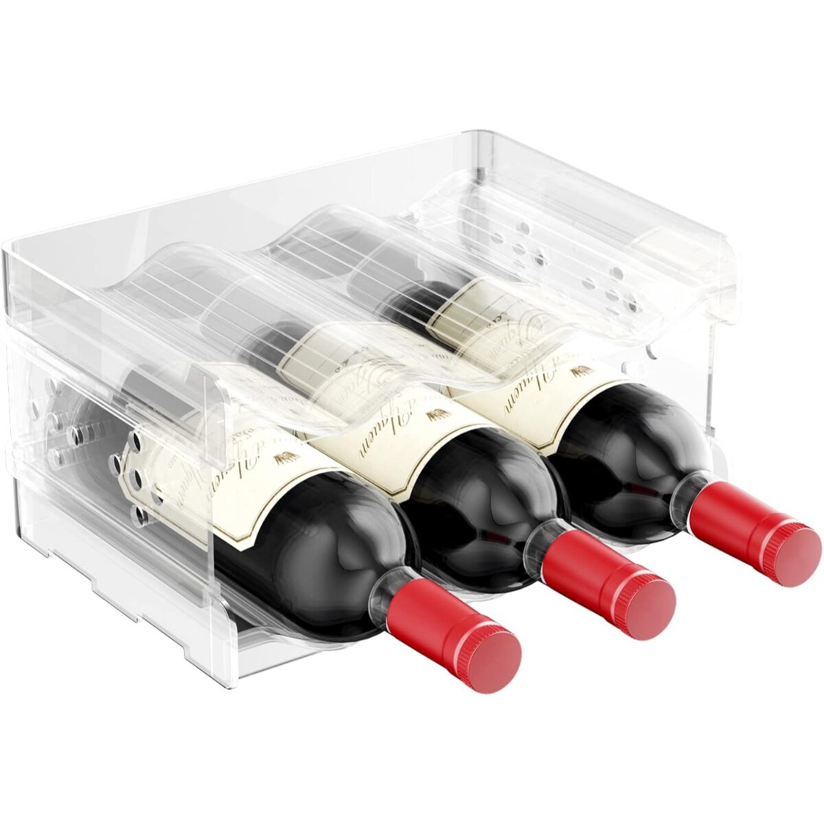 Weinregal Set stapelbar Flaschenregal transparent f&uuml;r K&uuml;hlschrank Schr - Bild 1