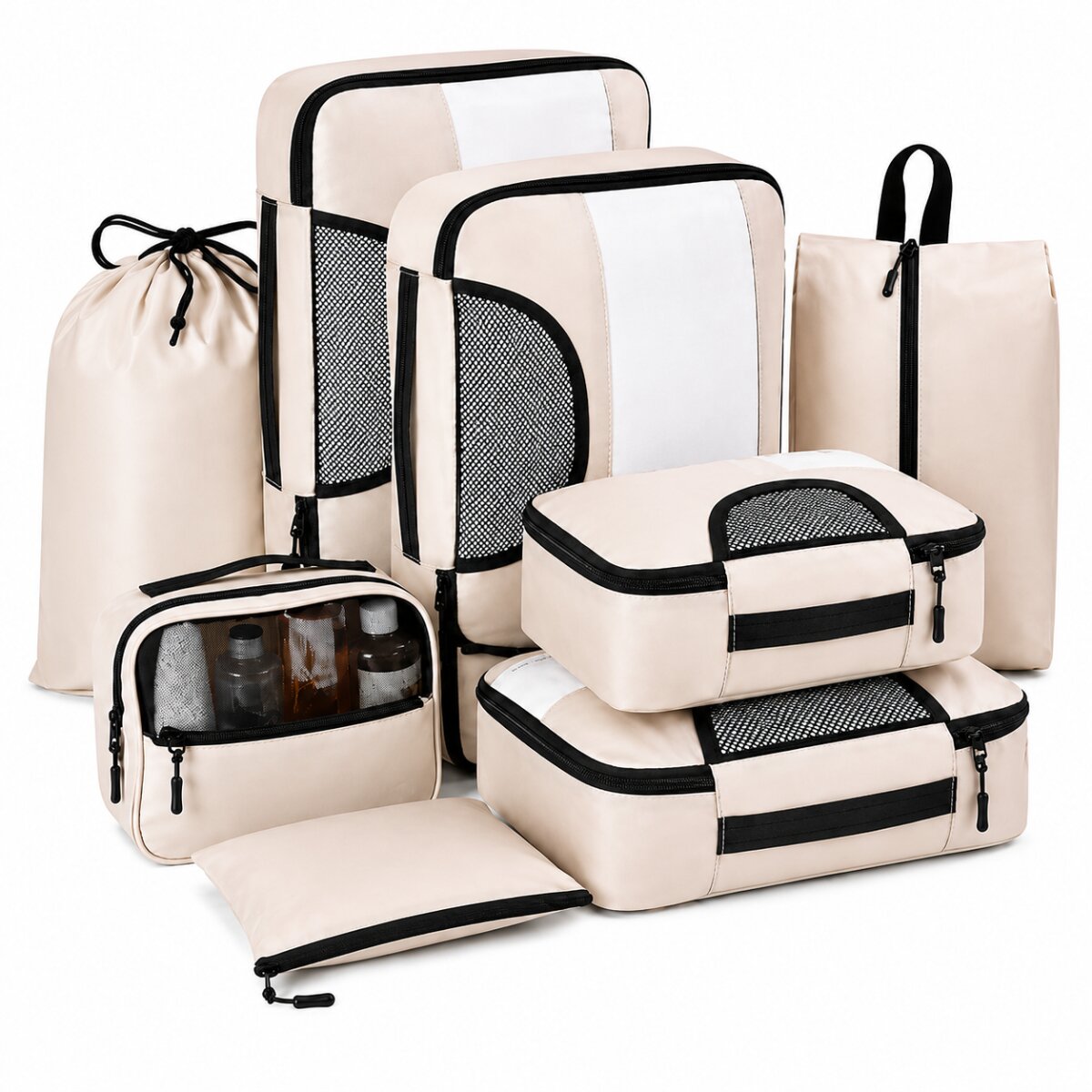 Reise Organizer Set 8 Teile Packw&uuml;rfel f&uuml;r Koffer und Rucksack - Bild 1
