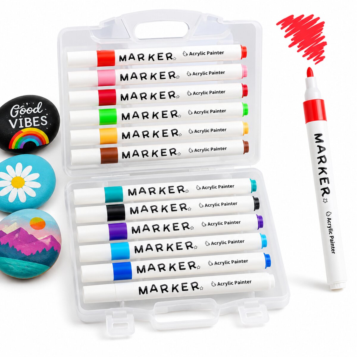 Universal Acrylmarker 12 Farben wasserbasierte Kreativstifte - Bild 1