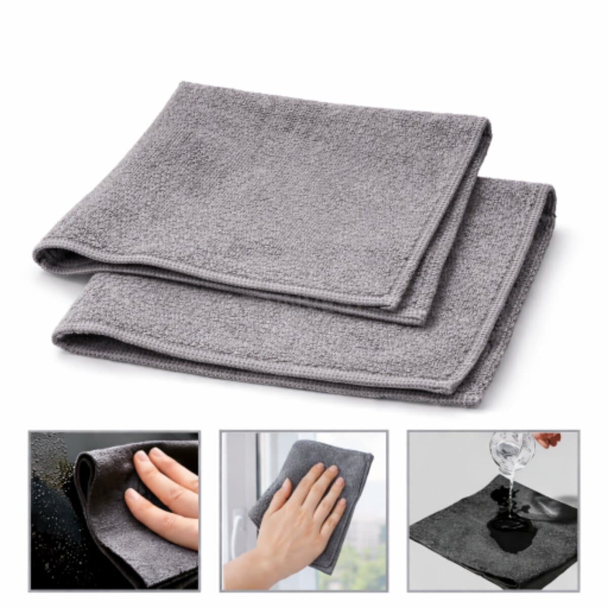 Mikrofasert&uuml;cher 3er Set 30x30 cm grau saugf&auml;hig f&uuml;r K&uuml;che Bad - Bild 1