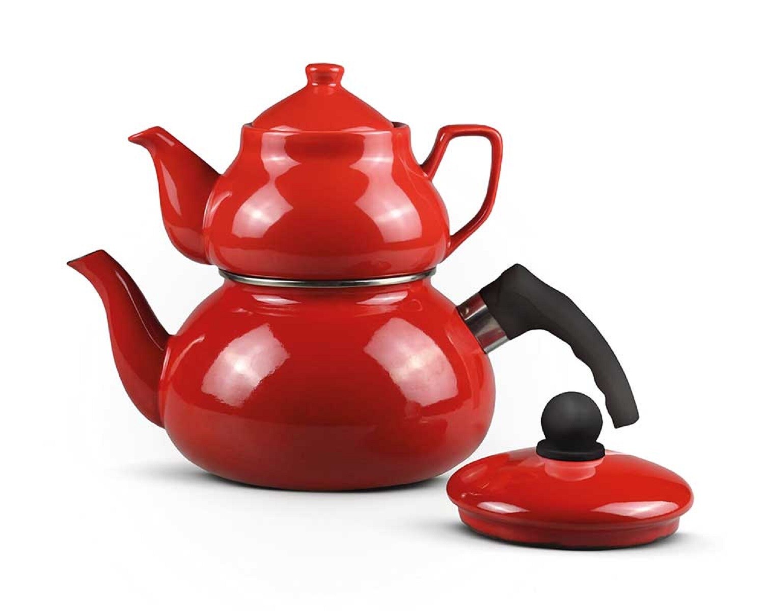 Teekessel 0,9 Liter und Wasserkessel 2,5 Liter Induktion Rot | 04047125123906