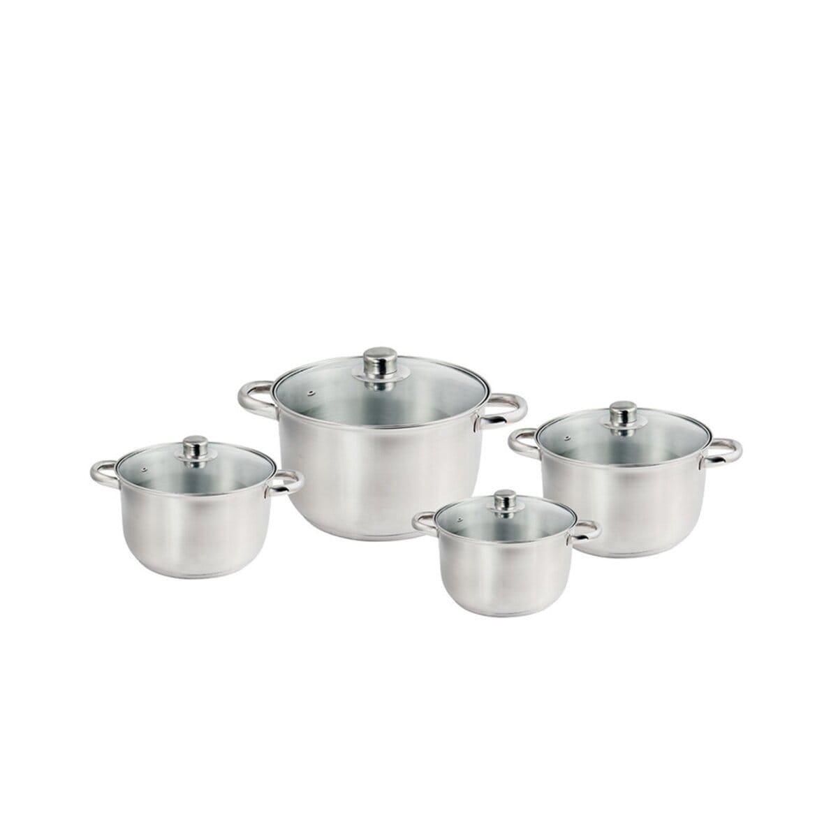 Michelino Kochtopf-Set Edelstahl &ndash; 8-teilig, mit Glasdeckeln, - Bild 1