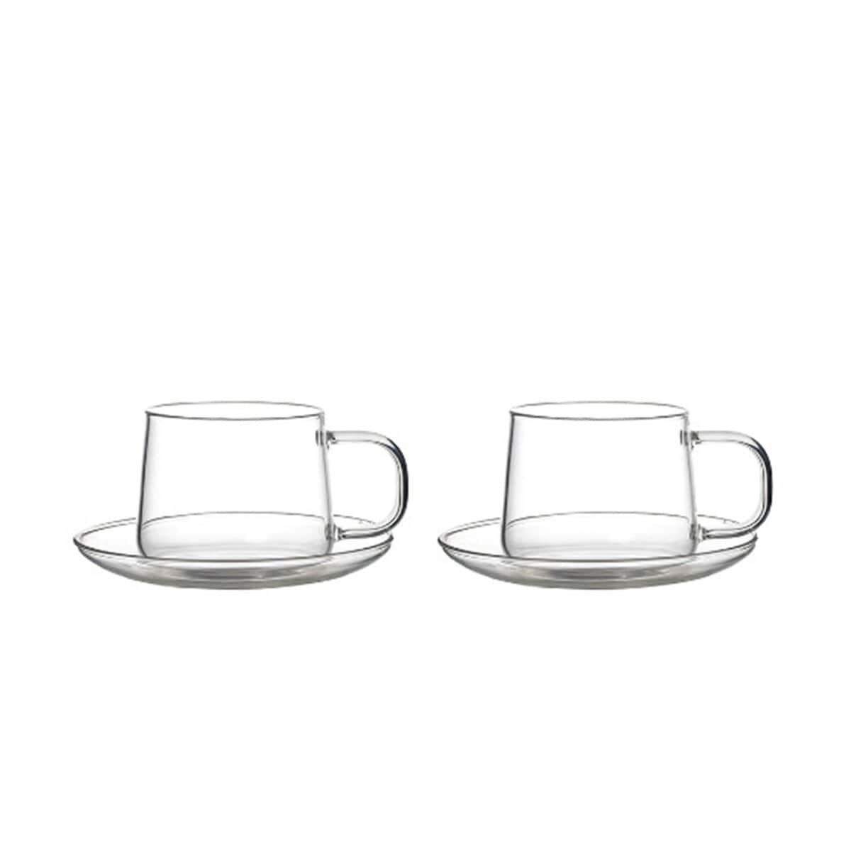 Nisa 4-teiliges Gl&auml;ser Set mit Unterteller & Henkel, 300 ml, aus hochwertigem Borosilikatglas - Bild 1