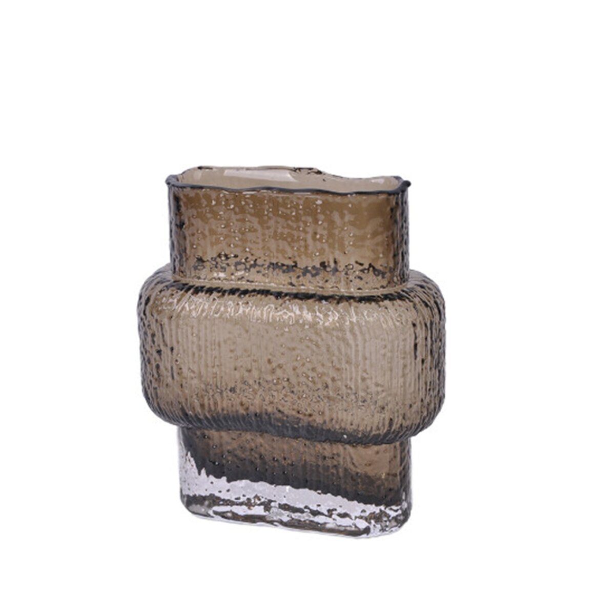 Glasvase Relief - Braunes Glas mit Struktur, Stilvolle Wohnraumdekoration 15,5 cm - Bild 1