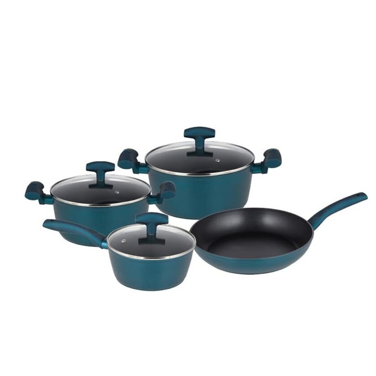 Nora 7 teiliges Kochtopf-Set mit Glasdeckeln